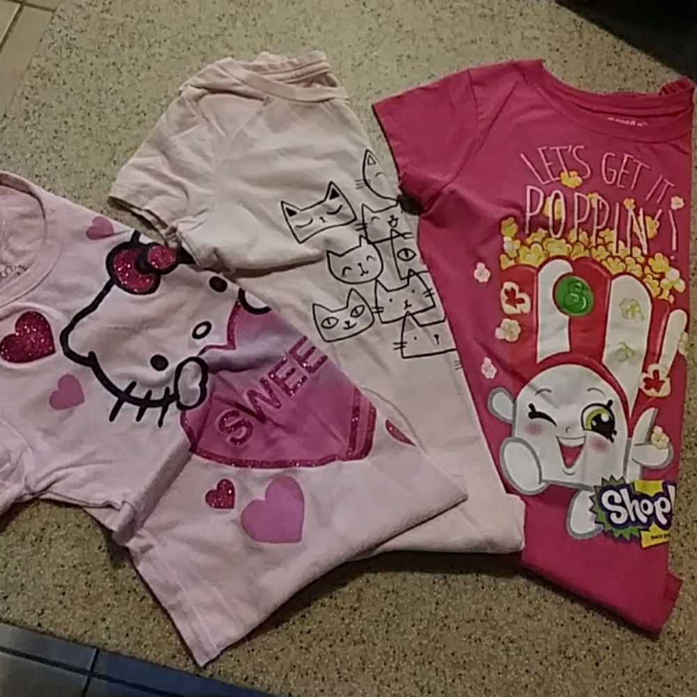 3 girls size 7/8(M) character tees bundle